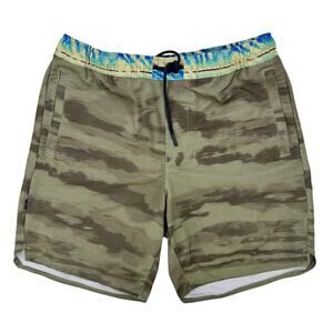 Stance Complex Athletic Hybrid Stretch Gym Shorts 7" Inseam Camo Green Medium